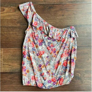 Kirra PacSun Floral One Shoulder Ruffled Tank Top Pink Purple | PacSun | Flowers